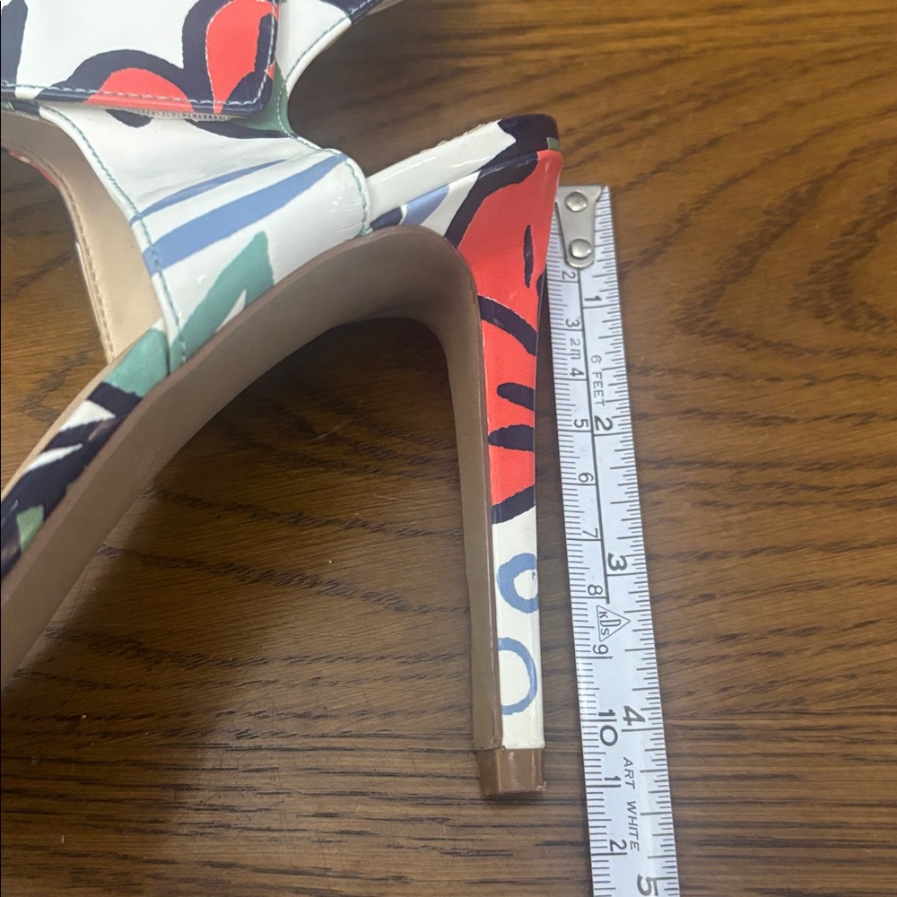 Nine West Tropical Floral Ankle-Strap Sandals in Green, White, Black and Coral - Picture 9 of 10